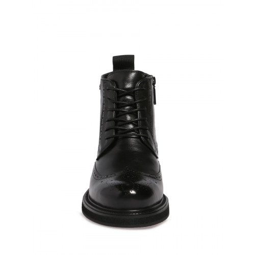 Ботинки зимние кожаные на низком каблуке Арт: RS005_06KM-BL "RS005_06KM-BL" 4