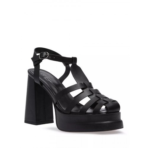 Босоножки на каблуке кожаные вечерние Арт: SLV10_5G231-GS788_BLACK "SLV10_5G231-GS788_BLACK" 1