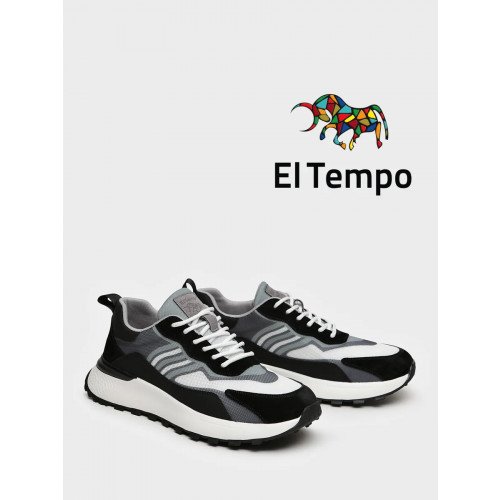 Кроссовки черные текстиль/кожа натуральная VIC8-18_H007491_BLACK-WHITE Мужские "VIC8-18_H007491_BLACK-WHITE" 2