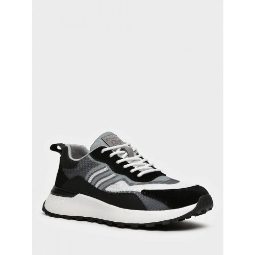 Кроссовки черные текстиль/кожа натуральная VIC8-18_H007491_BLACK-WHITE Мужские "VIC8-18_H007491_BLACK-WHITE" 3