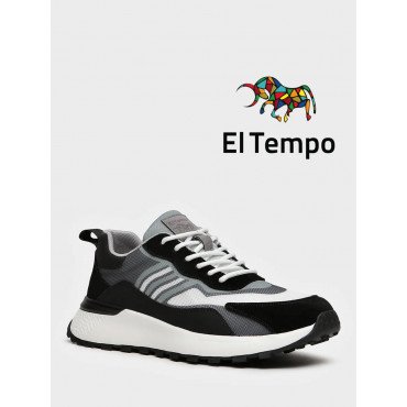 Кроссовки черные текстиль/кожа натуральная VIC8-18_H007491_BLACK-WHITE Мужские VIC8-18_H007491_BLACK-WHITE