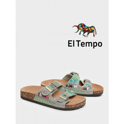 Сабо зеленые El Tempo текстиль Женские CVS199_A-13-01_LGREEN "CVS199_A-13-01_LGREEN" 1