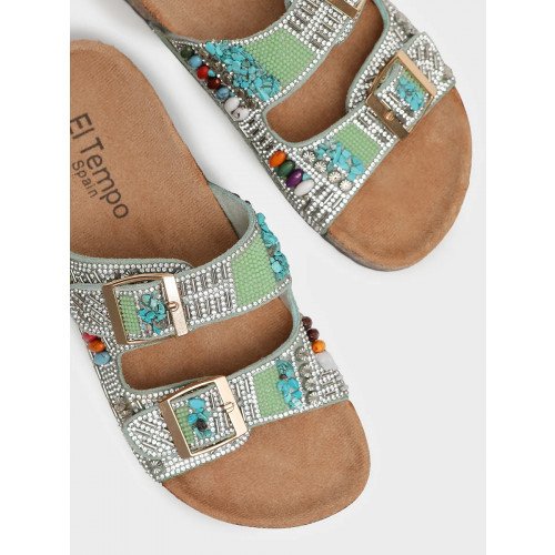 Сабо зеленые El Tempo текстиль Женские CVS199_A-13-01_LGREEN "CVS199_A-13-01_LGREEN" 2