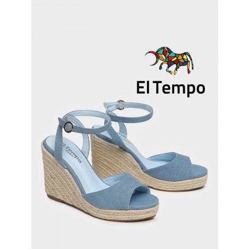 Босоножки голубые El Tempo кожа искусственная Женские LE002_02TP-BU "LE002_02TP-BU" 1
