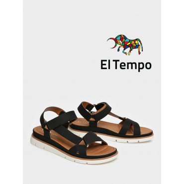 Сандалии черные El Tempo кожа искусственная Женские AN085_02_01_SP (El Tempo) "AN085_02_01_SP (El Tempo)" 1