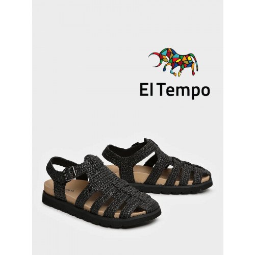 Сандалии черные El Tempo текстиль Женские SL058_02TP-BL-V "SL058_02TP-BL-V" 2