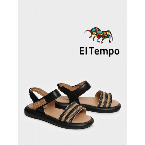 Сандалии черные El Tempo Кожа натуральная/текстиль Женские SL047_01SP-BL-V "SL047_01SP-BL-V" 2