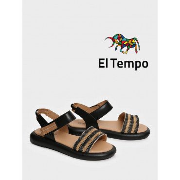 Сандалии черные El Tempo Кожа натуральная/текстиль Женские SL047_01SP-BL-V SL047_01SP-BL-V