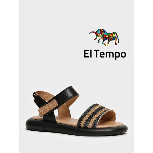Сандалии черные El Tempo Кожа натуральная/текстиль Женские SL047_01SP-BL-V "SL047_01SP-BL-V" 1