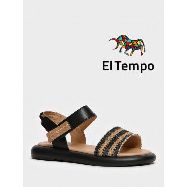 Сандалии черные El Tempo Кожа натуральная/текстиль Женские SL047_01SP-BL-V SL047_01SP-BL-V