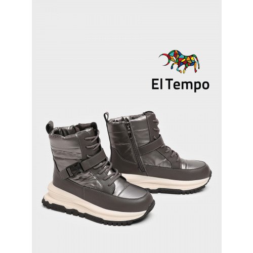 Дутики зимнии женские Кожа натуральная/текстиль  Арт: CI007_04TH-GR "CI007_04TH-GR" 1