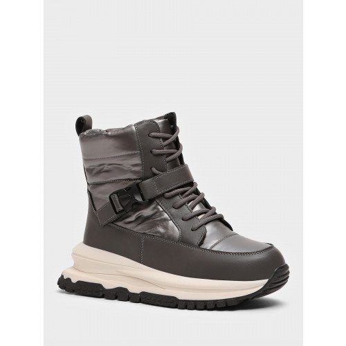 Дутики зимнии женские Кожа натуральная/текстиль  Арт: CI007_04TH-GR "CI007_04TH-GR" 2