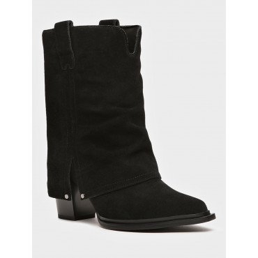 Полусапоги демисезонные натуральный спилок на каблуке арт: YZ015_01CB-BL "YZ015_01CB-BL" 3