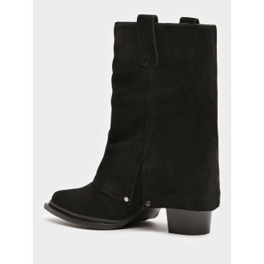 Полусапоги демисезонные натуральный спилок на каблуке арт: YZ015_01CB-BL "YZ015_01CB-BL" 4