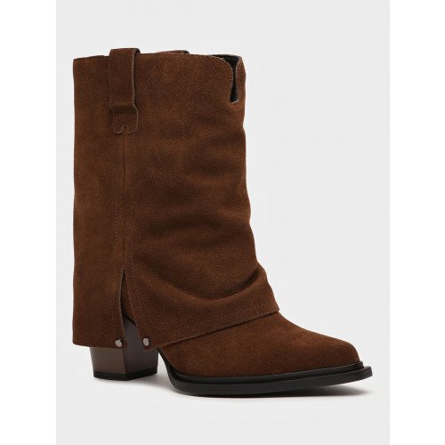 Полусапоги демисезонные натуральный спилок на каблуке арт: YZ015_01CB-BR "YZ015_01CB-BR" 3