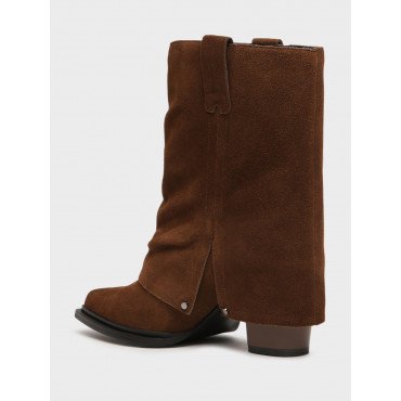 Полусапоги демисезонные натуральный спилок на каблуке арт: YZ015_01CB-BR "YZ015_01CB-BR" 4