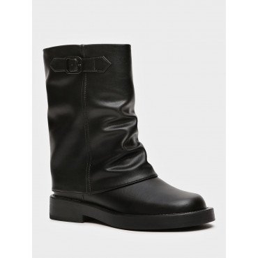 Полусапоги демисезонные натуральная кожа на низком каблуке арт: YZ016_01SB-BL "YZ016_01SB-BL" 3