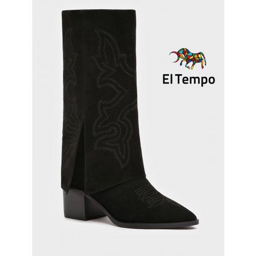 Сапоги женские демисезонные Велюр натуральный на низком каблуке арт.:LX086_01VB-BL "LX086_01VB-BL" 1