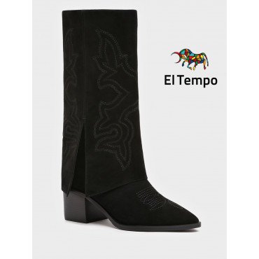 Сапоги женские демисезонные Велюр натуральный на низком каблуке арт.:LX086_01VB-BL LX086_01VB-BL