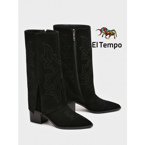 Сапоги женские демисезонные Велюр натуральный на низком каблуке арт.:LX086_01VB-BL "LX086_01VB-BL" 2