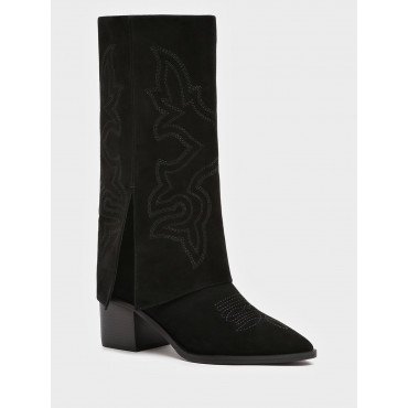 Сапоги женские демисезонные Велюр натуральный на низком каблуке арт.:LX086_01VB-BL "LX086_01VB-BL" 3