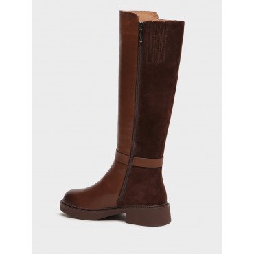 Сапоги женские зимнии Кожа натуральная на невысоком каблуке арт: ZE024_02KY-BR "ZE024_02KY-BR" 4