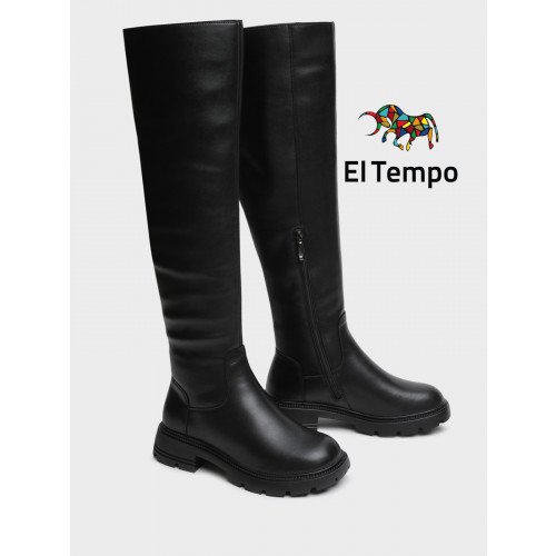 Ботфорты женские зимнии Кожа натуральная на невысоком каблуке арт: AM038_02SY-BL "AM038_02SY-BL" 2