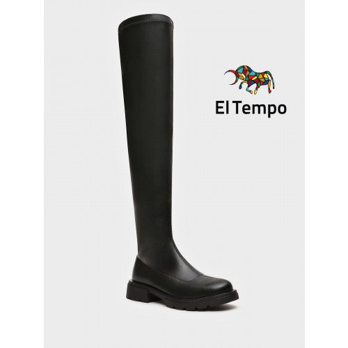 Ботфорты женские демисезонные Кожа искуственная на невысоком каблуке арт:XX099_01PB-BL "XX099_01PB-BL" 1