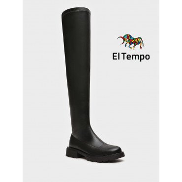 Ботфорты женские демисезонные Кожа искуственная на невысоком каблуке арт:XX099_01PB-BL XX099_01PB-BL