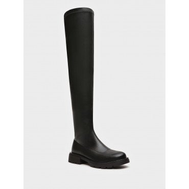 Ботфорты женские демисезонные Кожа искуственная на невысоком каблуке арт:XX099_01PB-BL "XX099_01PB-BL" 3