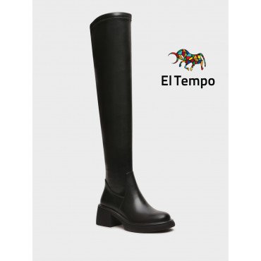 Ботфорты женские демисезонные К.Кожа на невысоком каблуке арт: XT036_02PB-BL XT036_02PB-BL