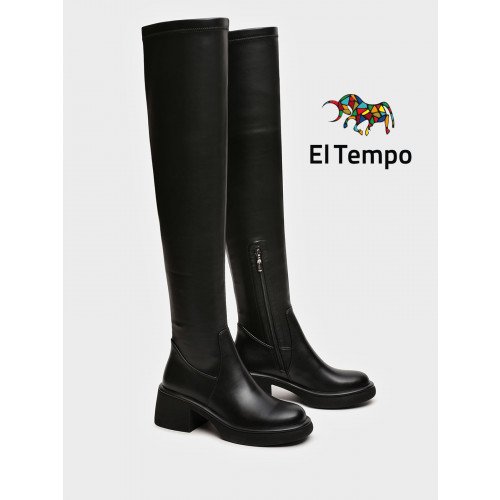 Ботфорты женские демисезонные К.Кожа на невысоком каблуке арт: XT036_02PB-BL "XT036_02PB-BL" 2