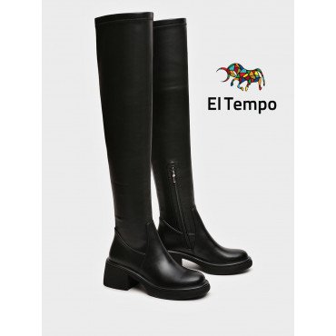 Ботфорты женские демисезонные К.Кожа на невысоком каблуке арт: XT036_02PB-BL XT036_02PB-BL 2