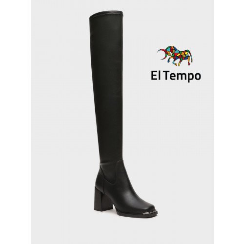 Ботфорты женские демисезонные К. Кожа на невысоком каблуке арт: TL083_02KB-BL "TL083_02KB-BL" 1