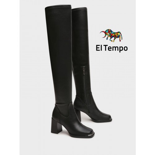 Ботфорты женские демисезонные К. Кожа на невысоком каблуке арт: TL083_02KB-BL "TL083_02KB-BL" 2