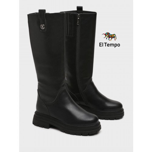 Сапоги женские зимнии Кожа натуральная на невысоком каблуке арт: XM011_01SY-BL "XM011_01SY-BL" 2