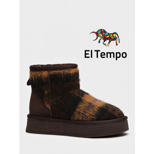 Угги женские зимние укороченные Текстиль/спилок арт.:PC040_02TI-BR "PC040_02TI-BR" 1