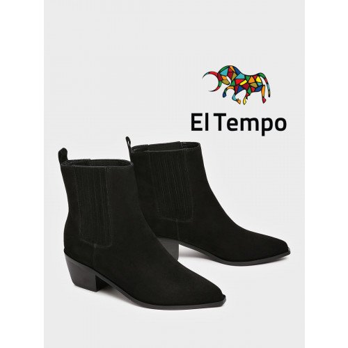 Ботильоны женские демисезонные Велюр натуральный на невысоком каблуке Арт:LV135_03VB-BL "LV135_03VB-BL" 1